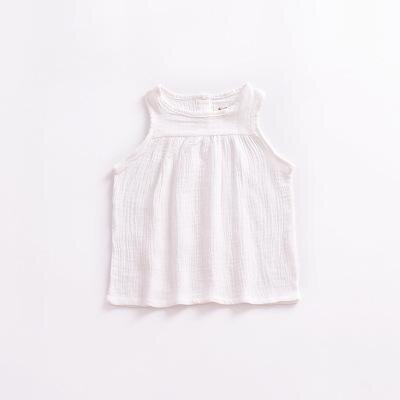 Baby Peuter Mouwloze Blouse Meisje Casual Zomer Tops Unisex Leuke Katoenen Meisjes Kleding 2022 5 Kleur Solide Kinderkleding: white / 6m