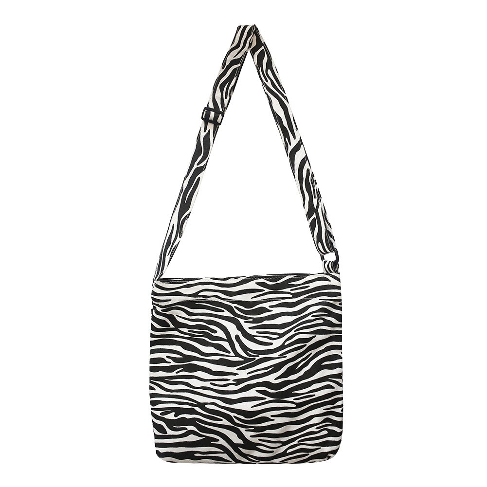 Leopard Zebra Kuh Tier Muster Umhängetasche Frauen Leinwand Casual Schulter Crossbody Handtasche Pouch: A