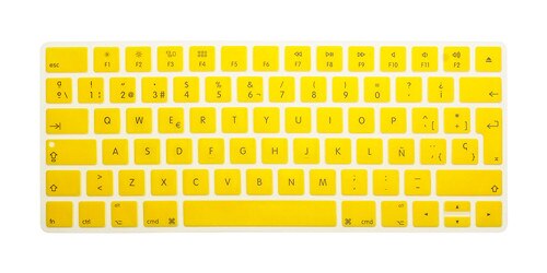 Spanish Language Silicone Keyboard Cover Skin for Apple Magic Keyboard Wireless Bluetooth MLA22LL/A A1644 European ISO Layout: yellow