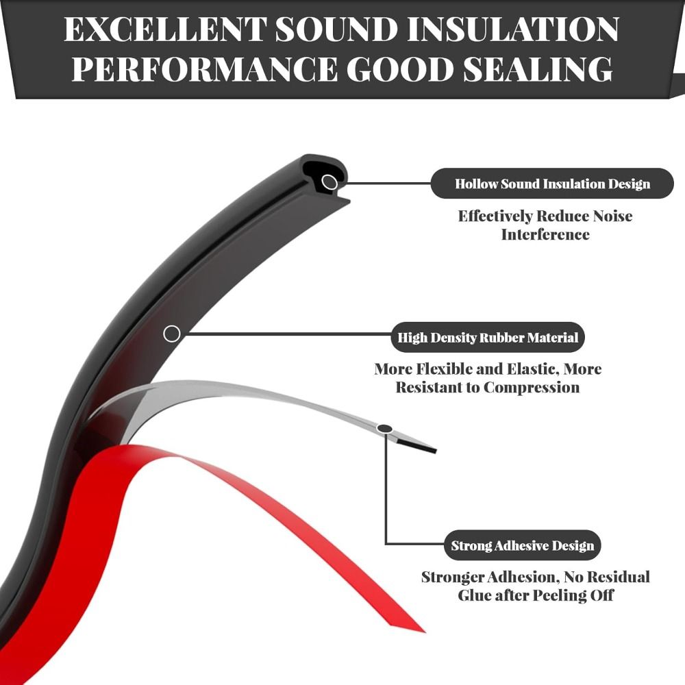 6m Soundproofing Weather Stripping Rubber D-Shape Door Seal Strip Windproof Self-adhesive Door Frame Insulation Household