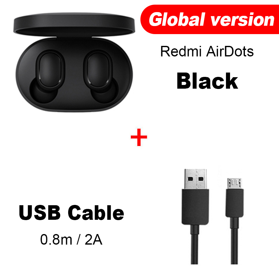 Original Xiaomi Redmi Airdots Xiaomi TWS Wireless Earphone Handsfree Voice Control Bluetooth 5.0 Noise Reduction Tap Control