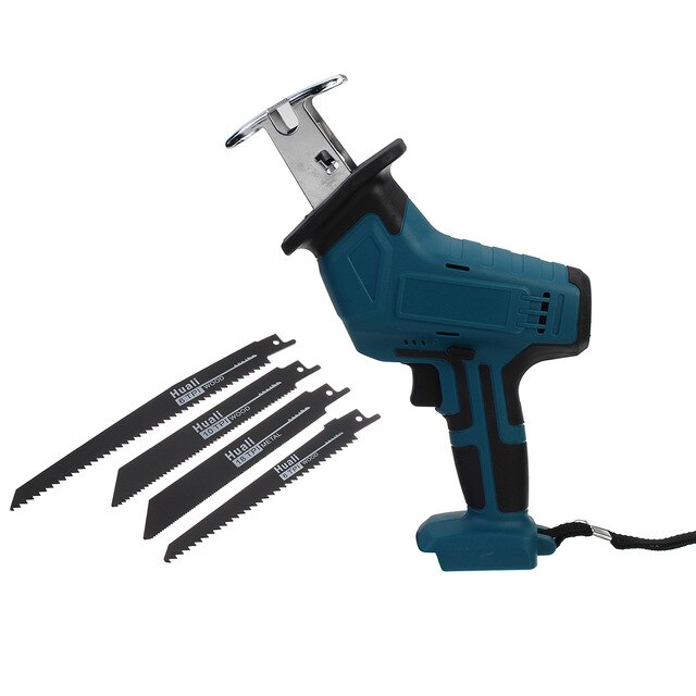 3000RPM/min Cordless Reciprocating Saw Blade Electric Saber Saw Kit For Wood Metal Chain Cutting Power Tool without Battery: Blue