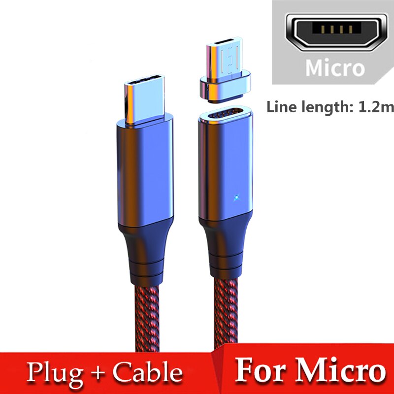 QC3.0 4.0 100W Pd Quick Kabel Magnetische Micro Usb Type-C Om Usb C Kabel Snel Opladen kabel Magneet Charger Voor Samsung: 1.2m Micro Cable