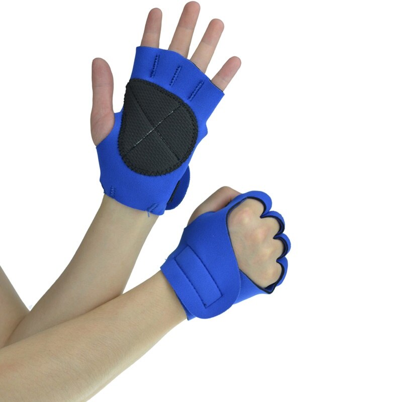 Guantes de neopreno para levantamiento de pesas, guantes de gimnasio antideslizante para Fitness, guantes de goma para ejercicio acolchados para hombre y mujer, entrenamiento de construcción corporal: Blue / Large
