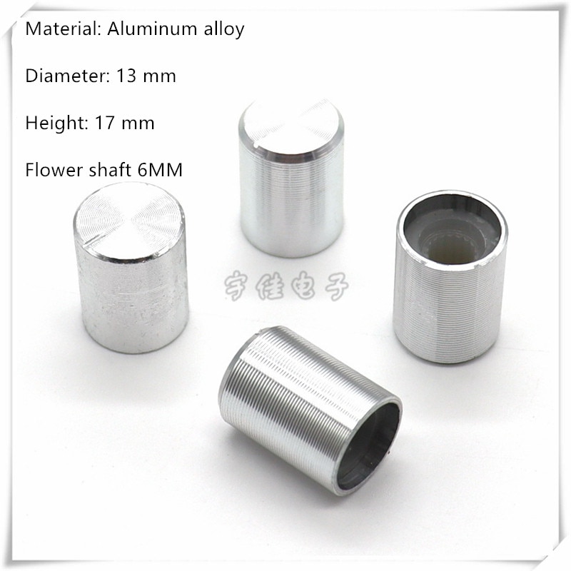 5 Stuk 13 × 17Mm Zilver Aluminium Dekselkleur Potentiometer Snelheid Schakelaar Knop Geschikt Voor Bloem As 6Mm