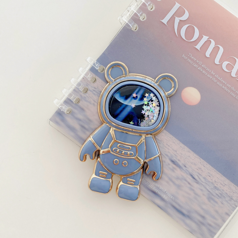 Faltbare Desktop Halterung Kawaii Cartoon Ständer Nette Flüssigkeit Treibsand Astronaut Ständer Halter Telefon Halter Schreibtisch Zubehör: green