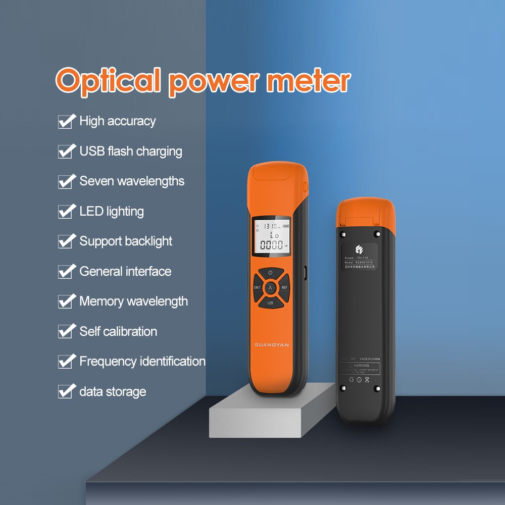 G10 Optische Power Meter Hoge Precisie Oplaadbare Batterij Glasvezel Power Meter Met Led Flash Light Self-Cablibration