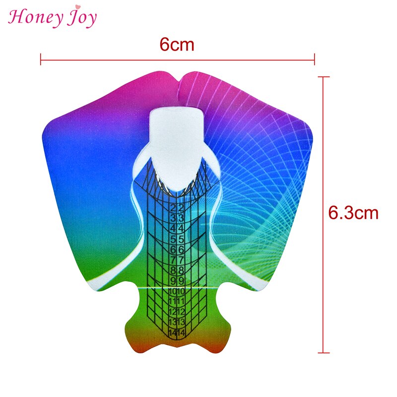 50/100/300/500Pcs Nail Art Forms Regenboog Plastic Nail Forms Extension Guide Zelfklevende tips Voor Acryl Uv Gel Nail Art
