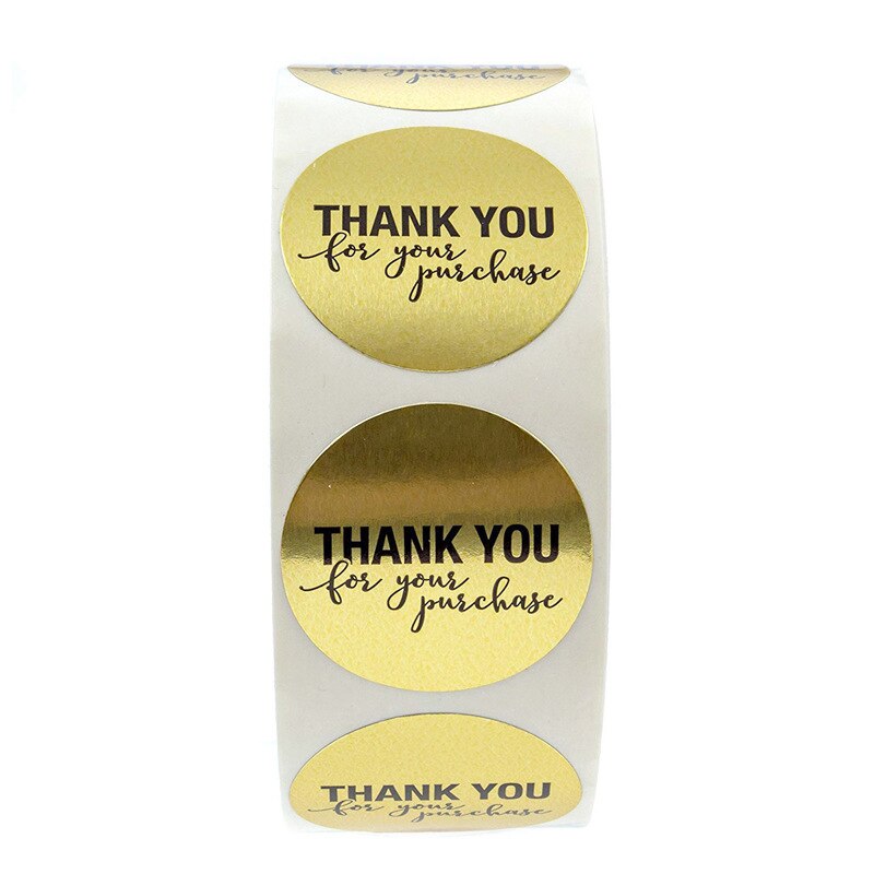 50 Labels Per wad round gold foil thank you for purchasing sticker wad pack sticker package Stationery Sticker 1inch