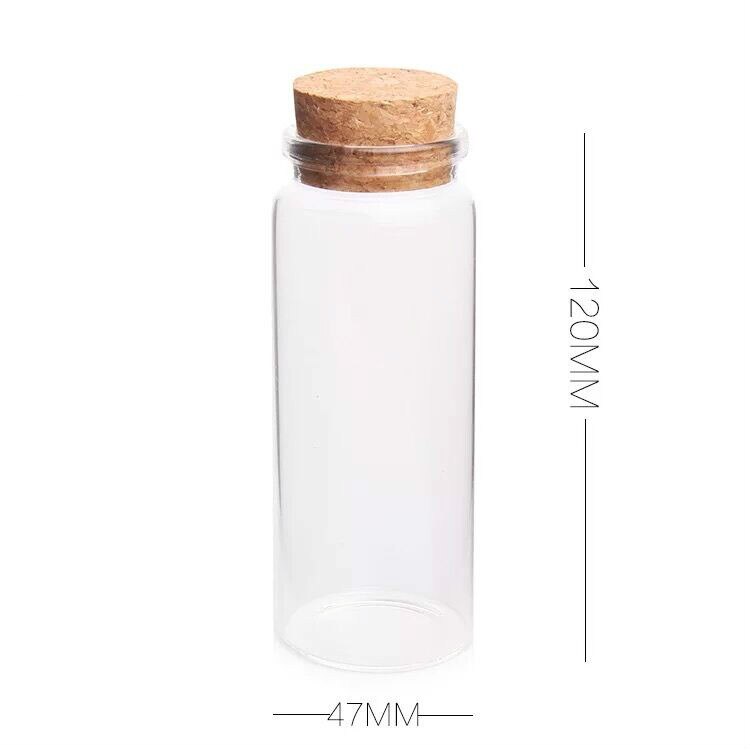 Botellas grandes de vidrio con tapón de corcho, frascos de especias vacíos para alimentos, frascos de , artesanías, 50/60/90/100/120/150/200/240ml, 10 Uds.: 47x120mm 150ml