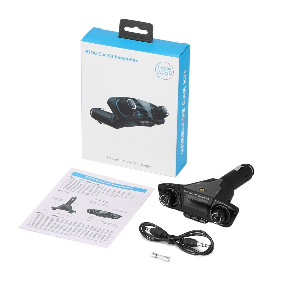 BT Handsfree FM Transmitter Aux Modulator Car Kit Car Audio MP3 Player with Charge Dual USB Car Charge Auto Accessories