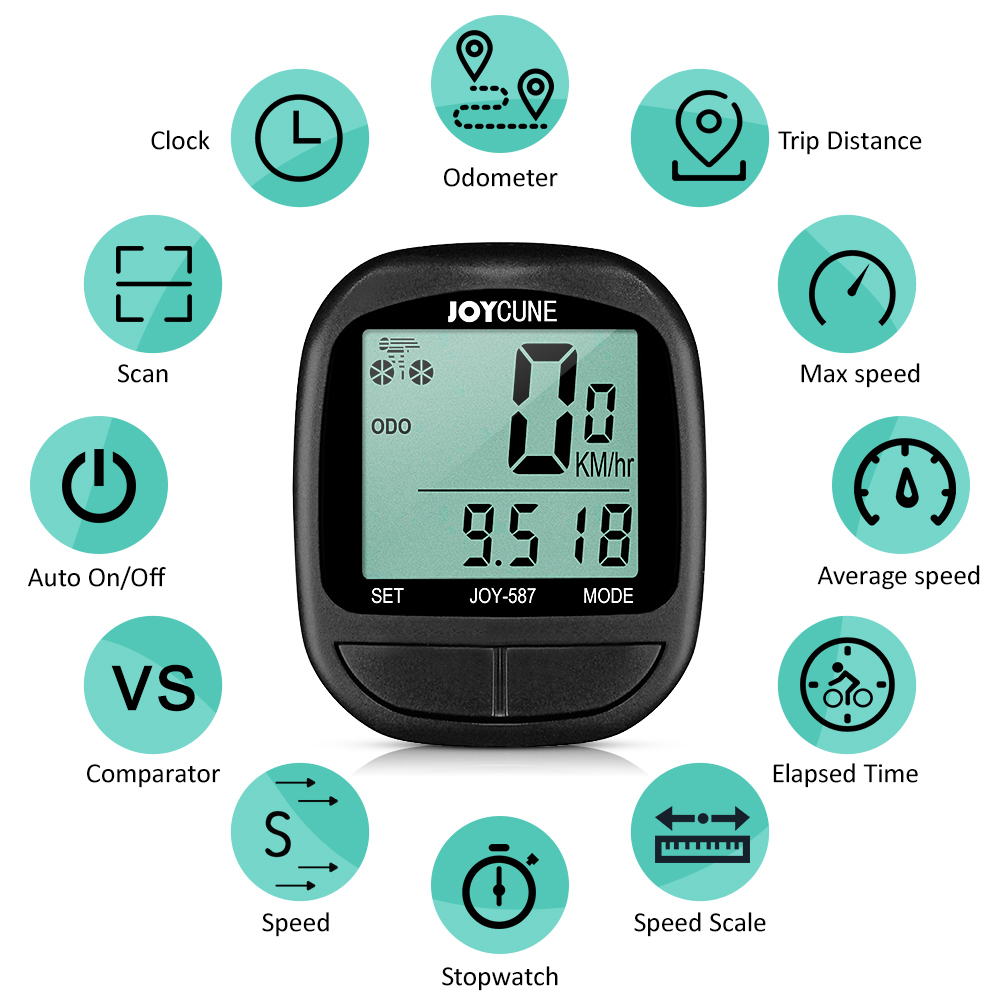 Fietscomputer Fiets Waterdichte bekabelde snelheidsmeter en kilometerteller Stopwatch Fietscomputer met LED-display voor fietsen