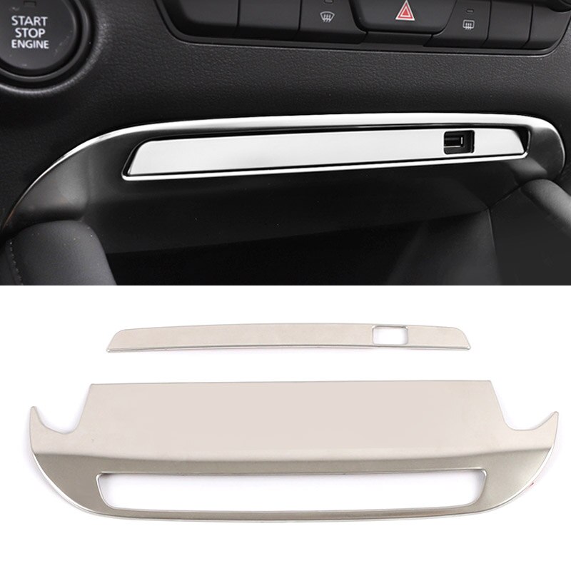 Vtear för mazda 3 tillbehör interiörlister central kontroll usb dekoration ramlock trim bil modifiering styling: Silver usb