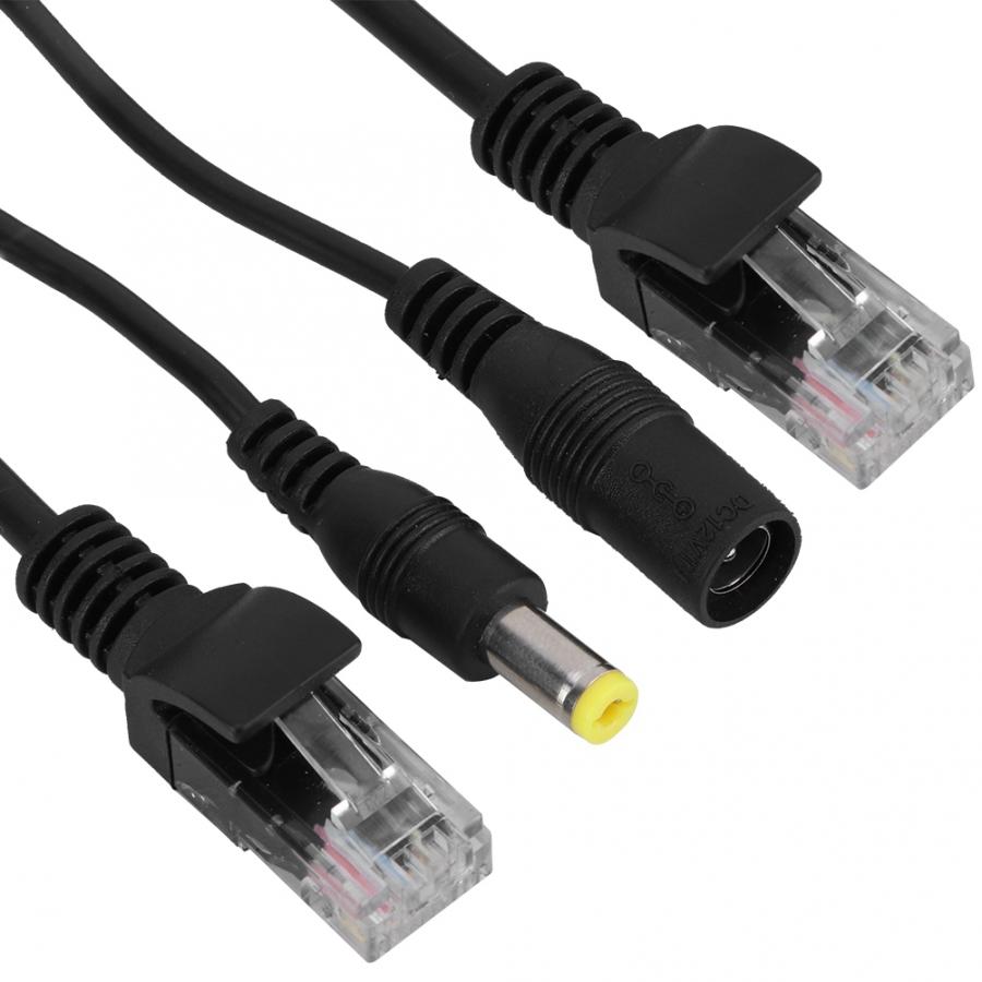 Datakontakter dc-kontakt 12v strøm over ethernet passiv poe adapter kabel splitter injektor vanntett datakabel