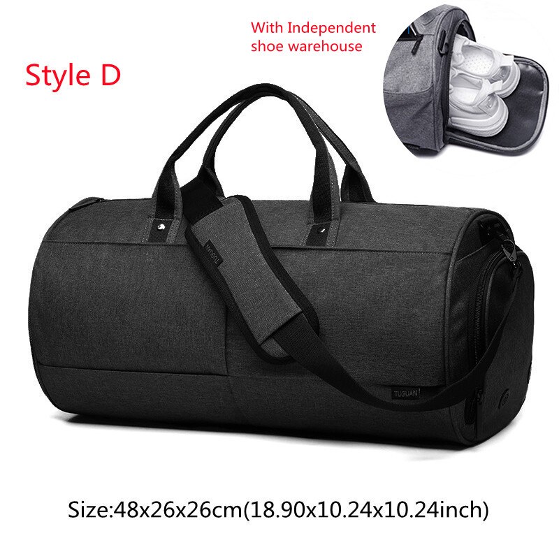 High Capacity Travel Tote Multifunction Cosmetic Clothes Storage Duffle Shoulder Bags Sports Fitness Handbag Accessories Supplie: D Black