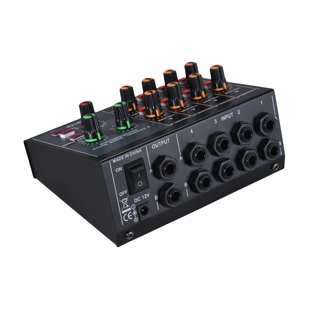 Portable Digital 8-Channel Stereo Sound Mixing Console Reverb Effect Audio Sound Mixer for Amplifier &amp; Microphone US Plug