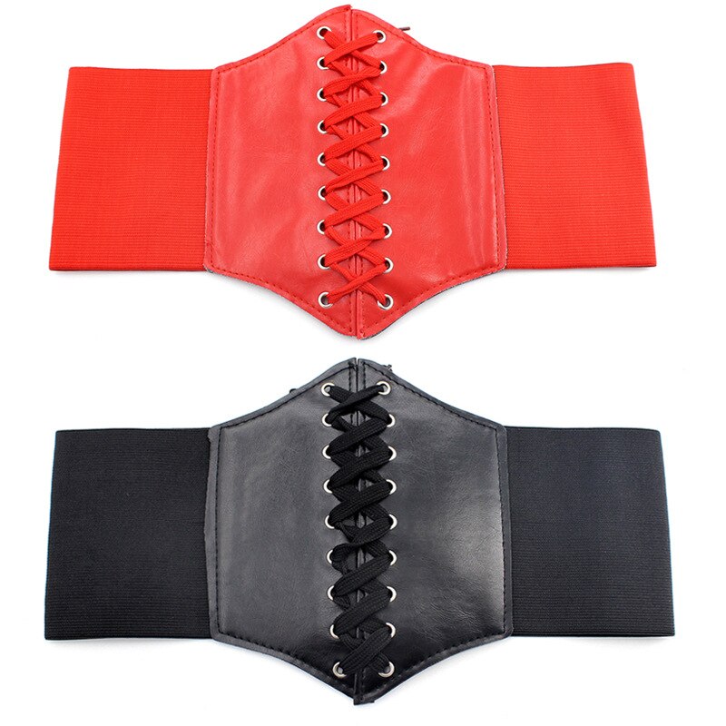 Corset cuero Pu ancho para adelgazamiento de cuerpo cinturones para mujer elástico cinturón a la cintura alto Cinto Sobretudo femenino Ceinture Femme Fajas