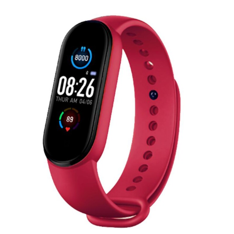 M5 Smart Horloge Mannen Vrouwen Hartslagmeter Bloeddruk Fitness Tracker Smartwatch Band 5 Sport Horloge Voor Ios Android: Rood