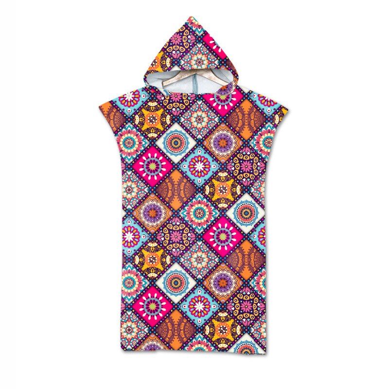 Toalla de playa con capucha de microfibra para adultos, Poncho de secado rápido con Mandala para piscina, Surf, toallas de baño, traje de baño cambiante, bata y capa
