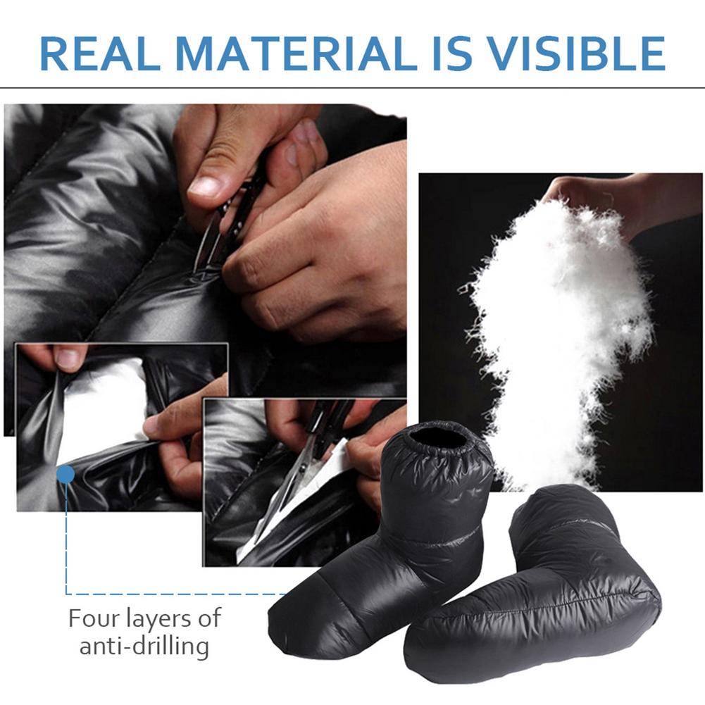 M-l-calcetines de plumas de ganso blanco para hombre y mujer, cubierta de zapatos impermeable para interiores, invierno, cálido