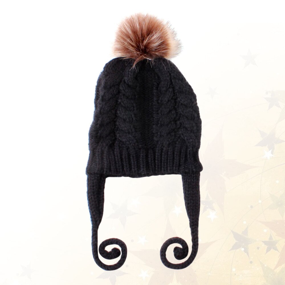 Gevlochten Gebreide Hoed Baby Haak Beanie Cap Winter Warme Muts Hoofdtooi (Zwart)