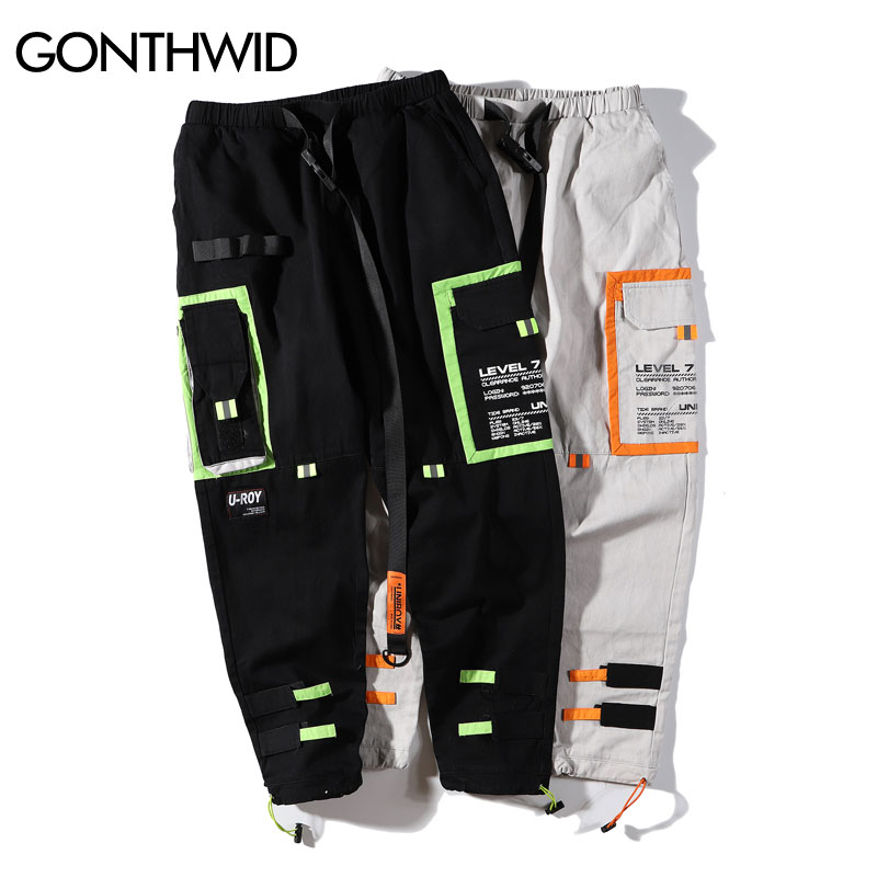 GONTHWID, pantalones de correr Cargo DE harén con múltiples bolsillos, pantalones de chándal casuales de Hip Hop para hombres, ropa de calle, pantalones de chándal Hipster Harajuku
