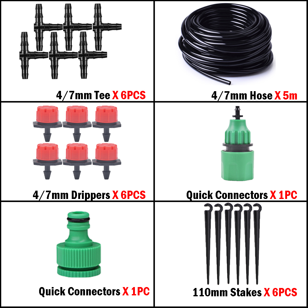 5m-50m Drip Irrigation System Automatic Watering Kit Irrigation Timer Garden Hose Adjustable Dripper Garden Tool Set: Clear