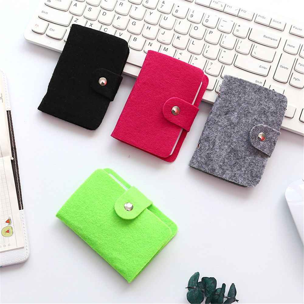 Button Credit Card Holder 24 Bits Card Case Business Card Holder Korea Organizer Solid Color Portable Office Men Women Wallets