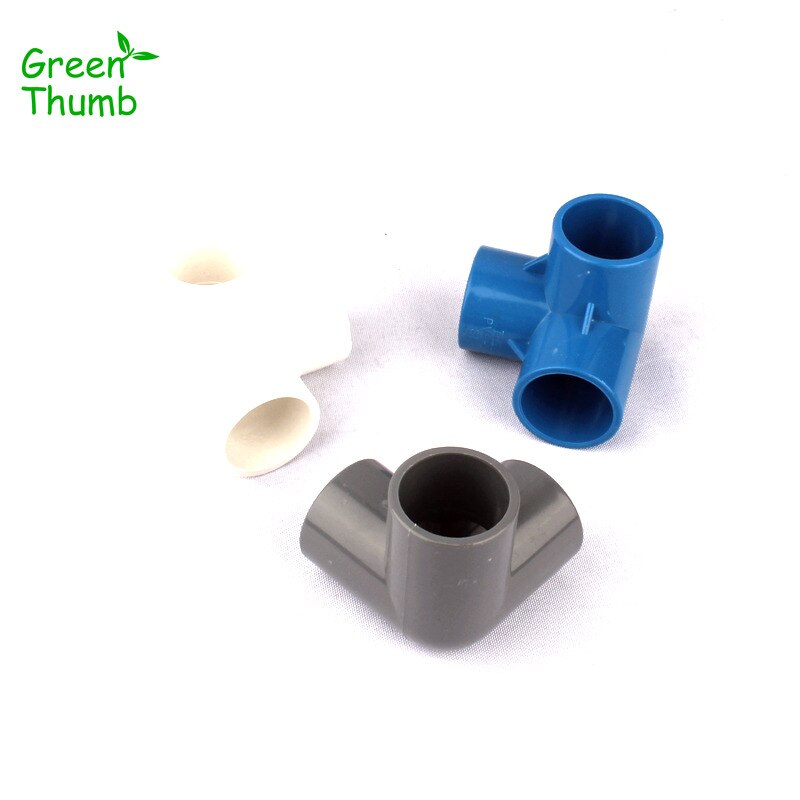 2pcs Inner Diameter 32mm PVC Tee Equal Cross Connectors for Horticultural Irrigation White/Grey/Blue Plastic PVC Joints
