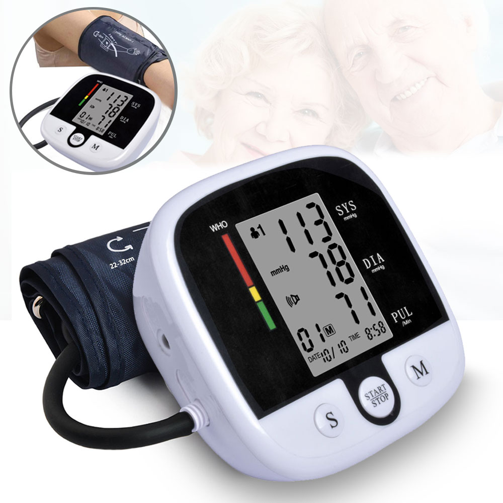 Elektronische Automatische Digitale Bovenarm Bloeddrukmeter Heart Beat Rate Pulse Meter Tonometer Bloeddrukmeters Pulsometer