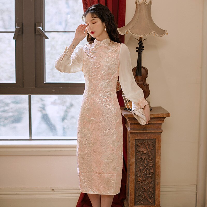 Spring and Summer French Cheongsam Retro Hong Kong Flavor Skirt Young Girl Long Temperament Slim Improved Dress