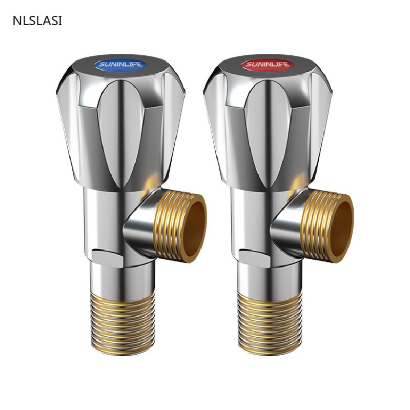 Red and Blue Stainless Steel and Cold Water Valve Flow Control Thread Bathroom Toilet Washbasin Basin Angle Valve