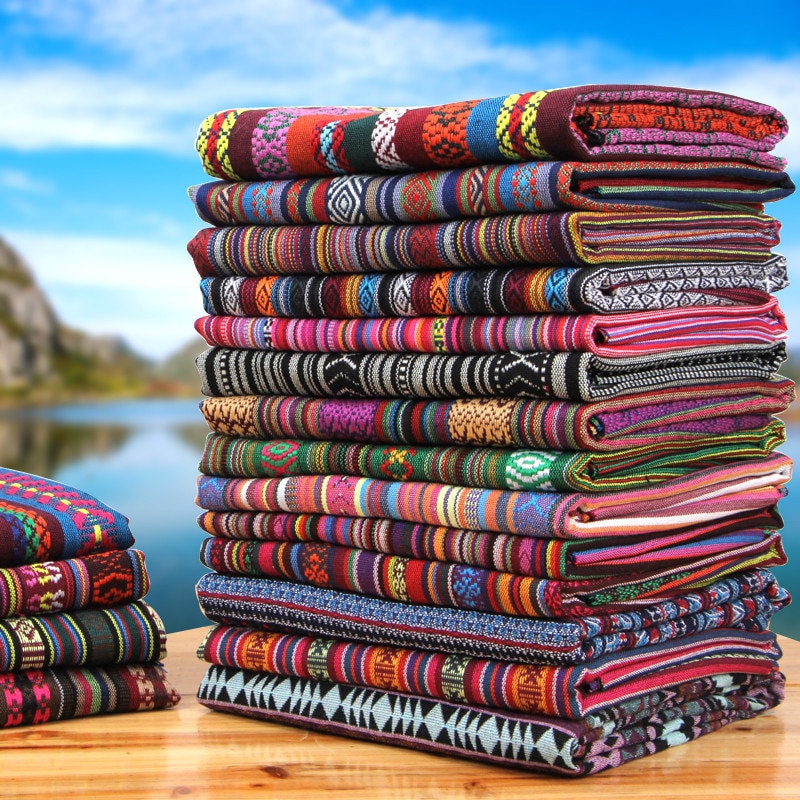 50x150 cm Ethnische Stil Baumwolle Leinen retro Böhmen stoff DIY Handgemachte Textil NäHenne Patchwork Für Taschen Kleidung Sofa tabelle tuch
