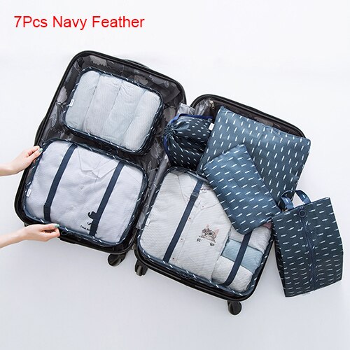 Mihawk Travel Bags Sets Waterproof Packing Cube Portable Clothing Sorting Organizer Luggage Tote System Durable Tidy Pouch Stuff