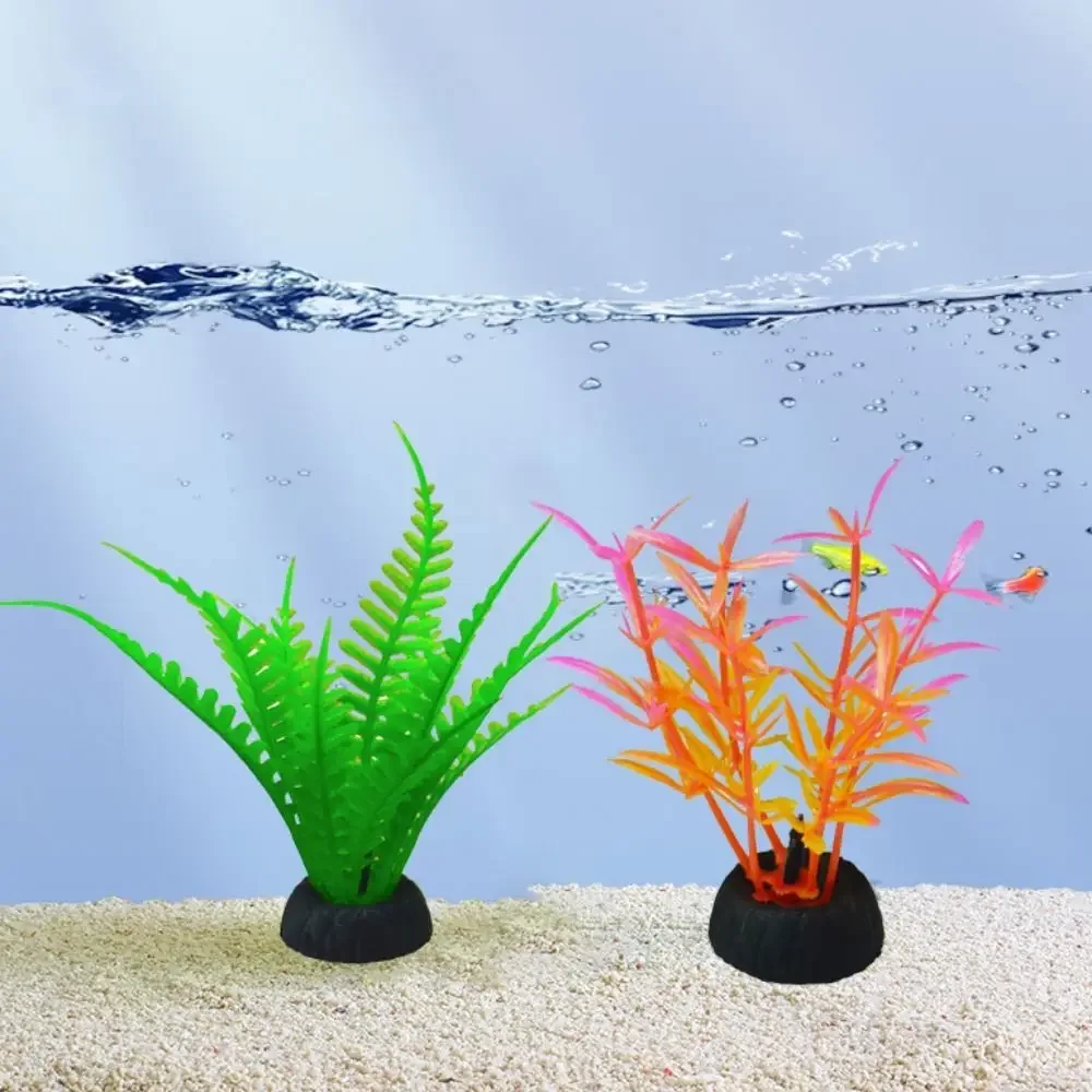 Plantas de acuario de algas marinas artificiales vibrantes: decoración paisajística de pecera diversa y realista