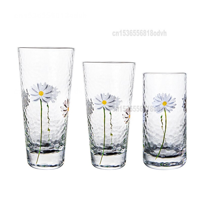 Glazen Beker Kleine Daisy Gehamerd Crystal Cup Huishoudelijke Hittebestendige Transparant Glas Fruit Drink Bier Whiskey Bril