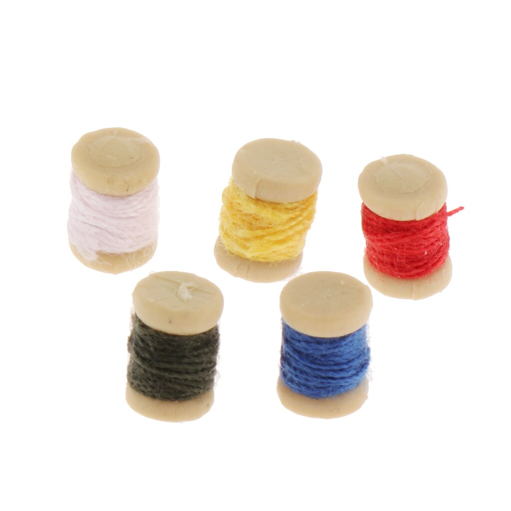 Poppenhuis Naaien Accessoires-Miniatuur Draad Spool - 1:12 Schaal-Voor Poppenhuis Decoratie Ornamenten Partij Gunsten