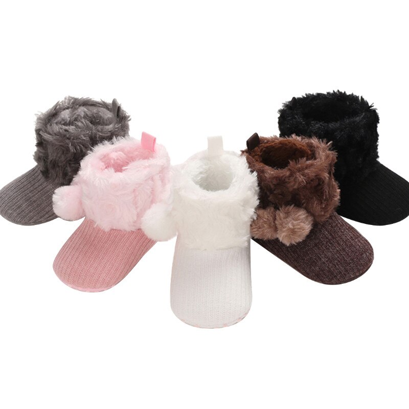 Winter Baby Schuhe, Einfarbig Weichen Bequemen Hairball Anti-Unterhose Prewalker Baumwolle Stiefel für freundlicher