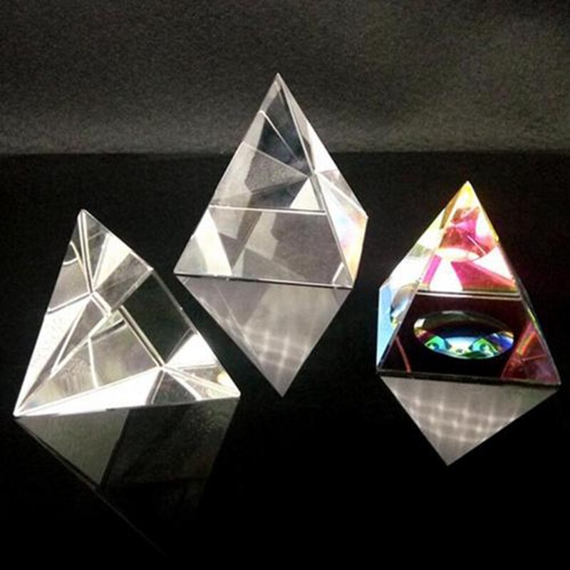 100mm Crystal Pyramid Processing quad prism pyramid five roof prism optical glass lens Iridescent Suncatchers Prism Rainbow