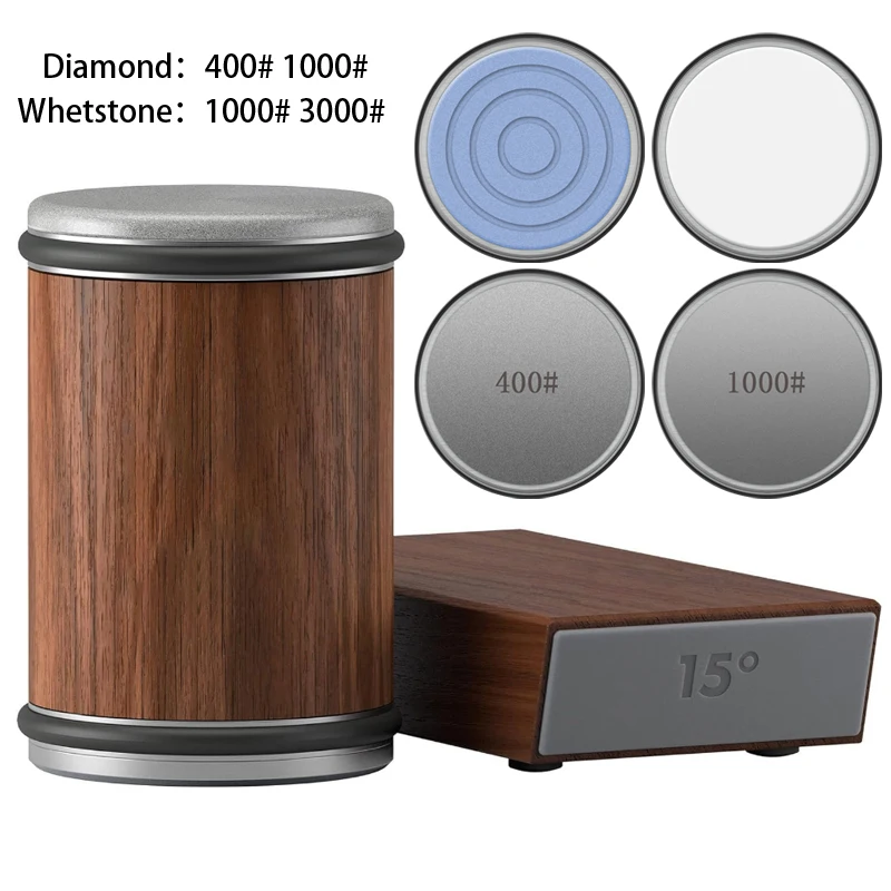 Affilacoltelli magnetico con pietra diamantata per affilare il sistema di macinazione da cucina in legno Accessorio per rullo angolare da 15 a 20 gradi: verde