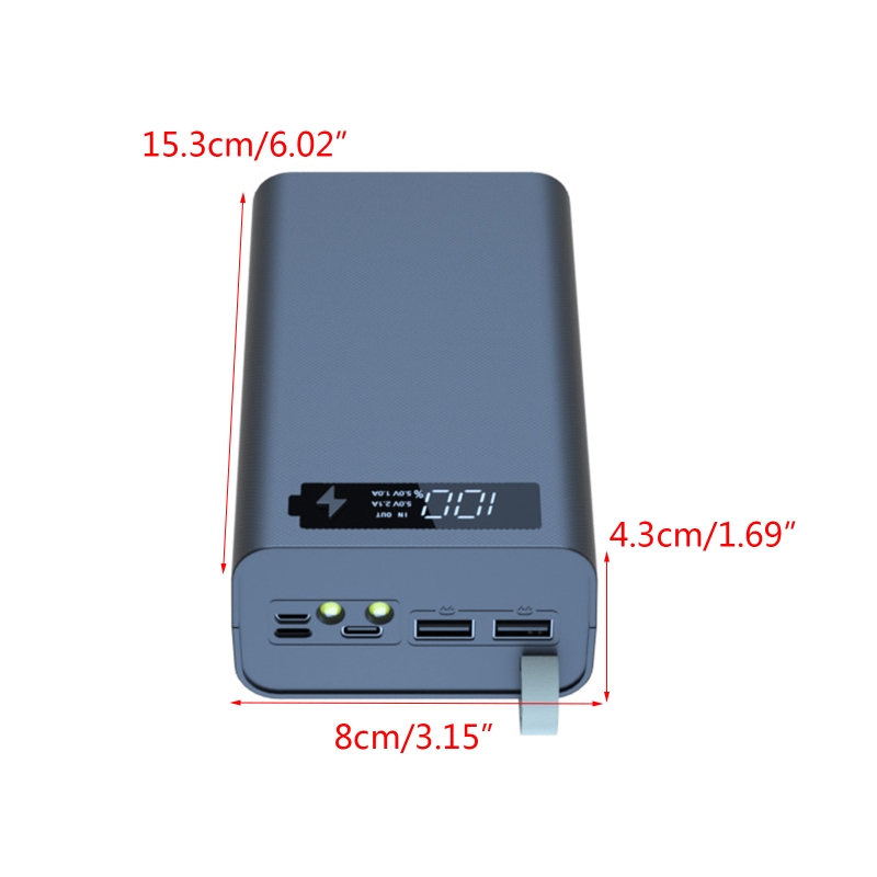 18650 powerbank-hüllen mit zwei usb-anschlüssen, kabellosem ladegerät, akkubox und handy-ersatzteilen