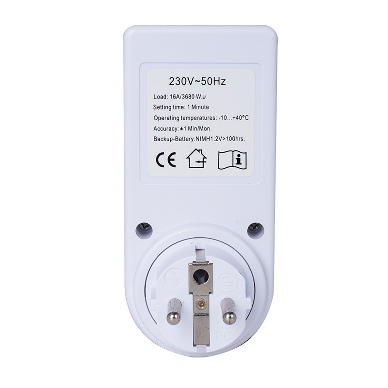OPT-002 France Electronic Digital Timer Switch Plug Kitchen Timer Outlet 230V 50HZ 7 Day 12/24 Hour Programmable Timing Socket