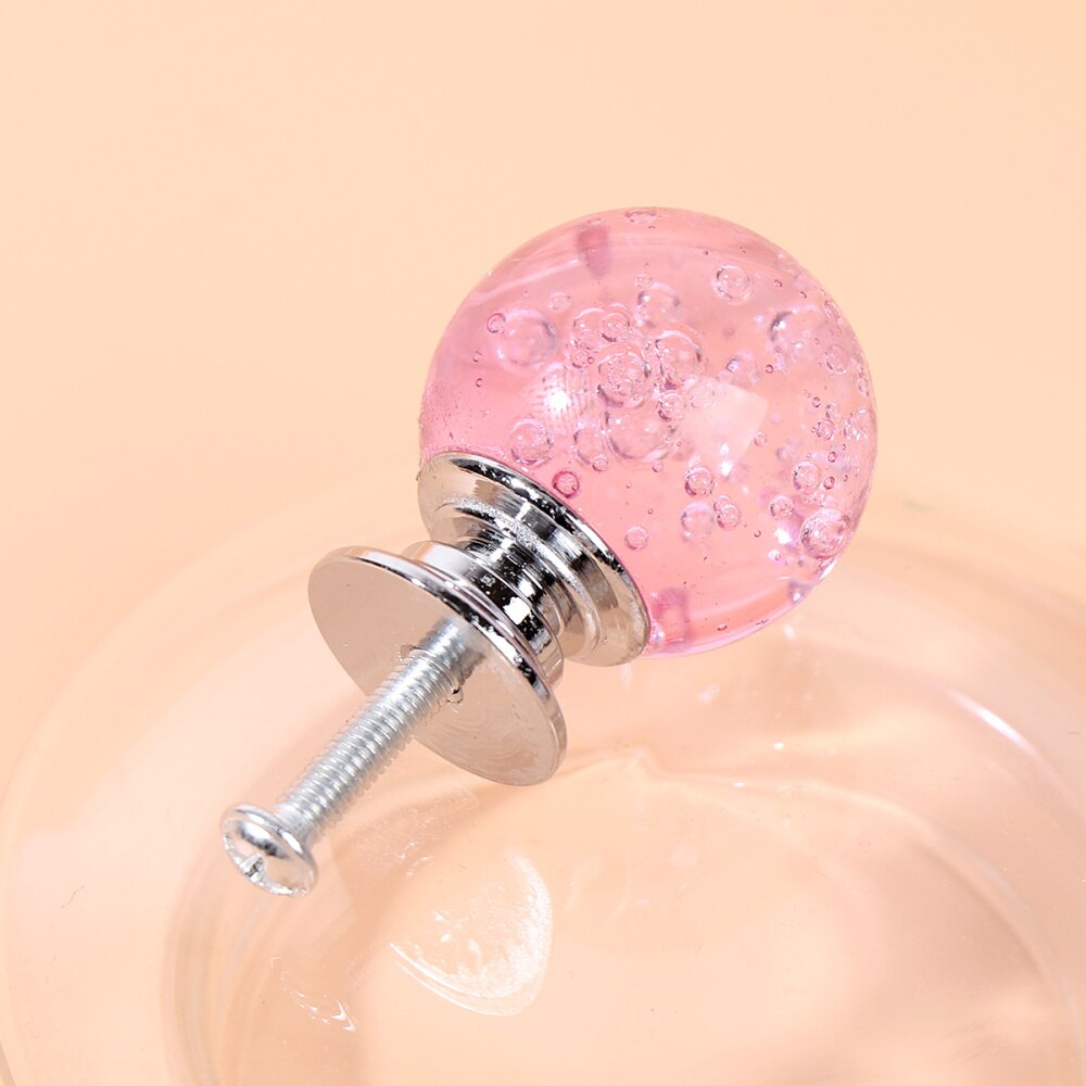 4 Set Single Hole Silver Base Lade Knop Bubble Bal Kast Lade Deurklink Met Schroeven Voor Home Office (wit, 1 Schroef, 4: Pink