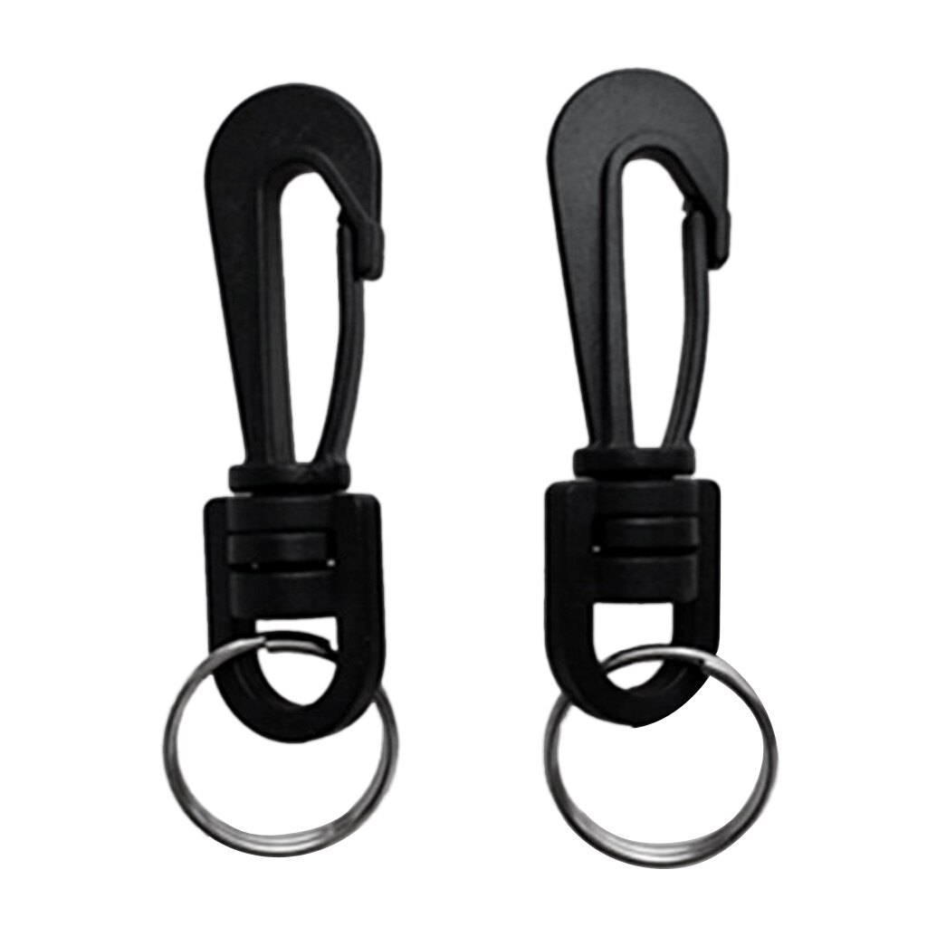 2 Pieces Black Plastic Swivel with Spring Clip with Snap Hooks