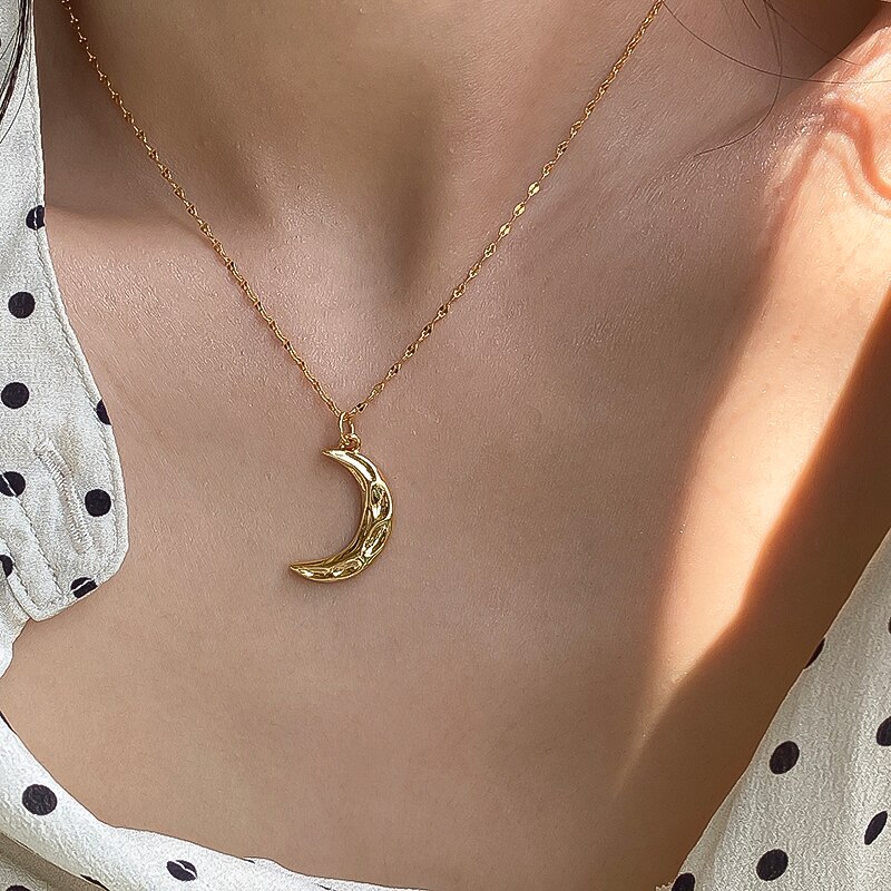 Zilver Kleur Onregelmatige Crescent Moon Ketting Voor Vrouwen Sleutelbeen Ketting Hanger Kettingen Sieraden