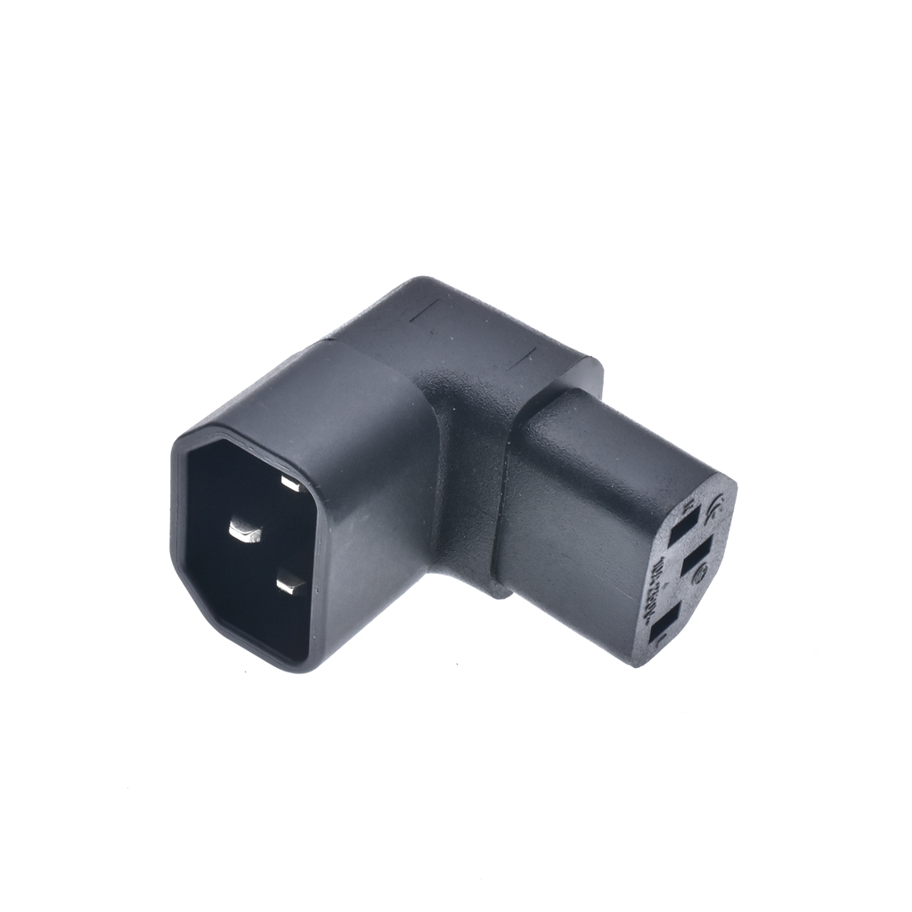IEC Male C14 to C13 Female 90 Degree Down UP Right Angled Power Extension Adapter for PDU & UPS, 3 Pin 250V 10A IEC320 Connector: Red