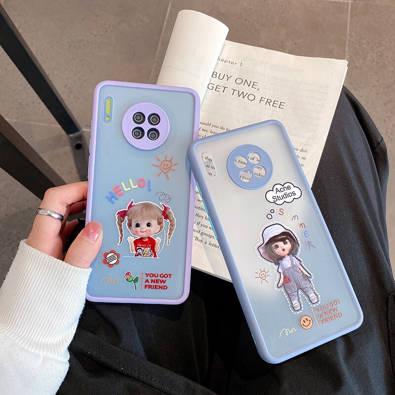 Mooie Leuke Meisje Pop Candy Kleur Telefoon Case Voor Huawei P40 Pro P30 Mate 20 30 Zachte Siliconen Transparant Protect cover Coque