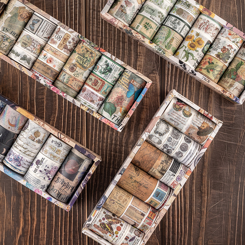 Washi Tapes 18 Rollen/Set Materiaal Stickers Vintage Ins Klassieke Adhesiva Decoratie Handboek Kunst Benodigdheden Washitape Plakboek