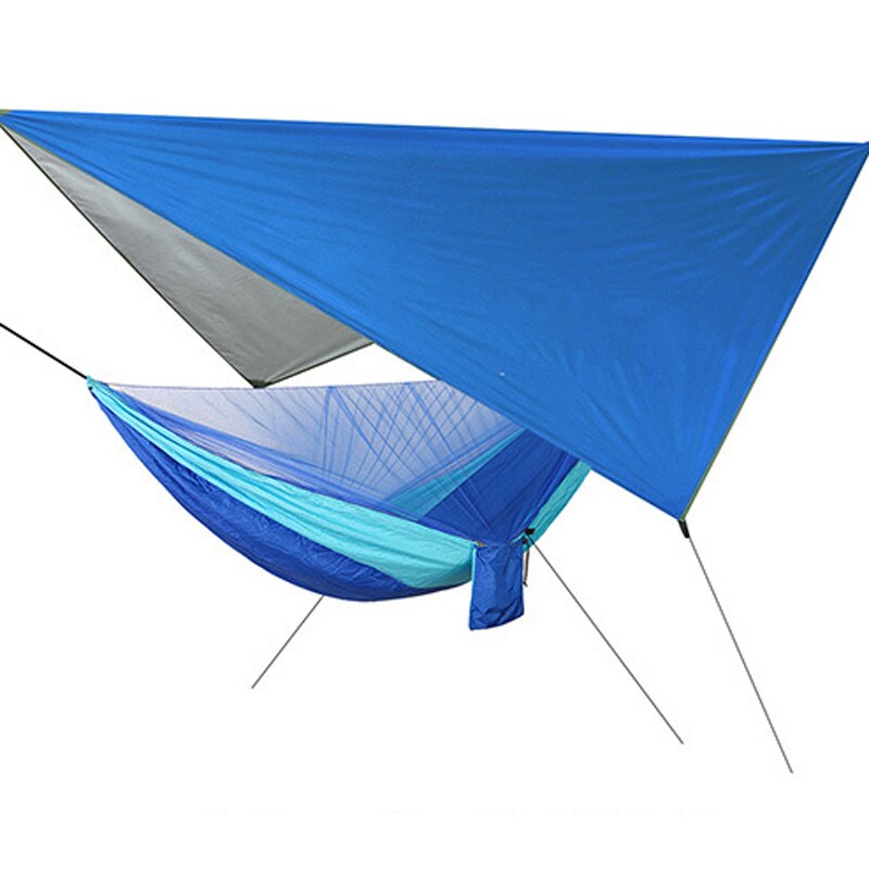 Outdoor Hängematte Zelt Mit Wasserdicht Baldachin Markise Set Automatische Schnell Öffnung Camping Hängematte mit Moskito Net Sonnenschirm OD008: Blue-sky blue