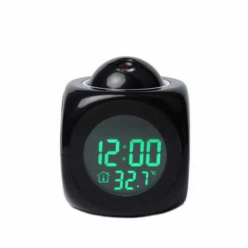 Smart LED Projection Alarm Clock Digital Weather LCD Snooze Clock Bell Alarm Display Backlight LED Projector Home Clock Timer